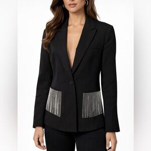 Steve Madden Black Blazer with Rhinestone Accents